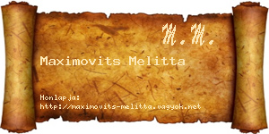 Maximovits Melitta névjegykártya